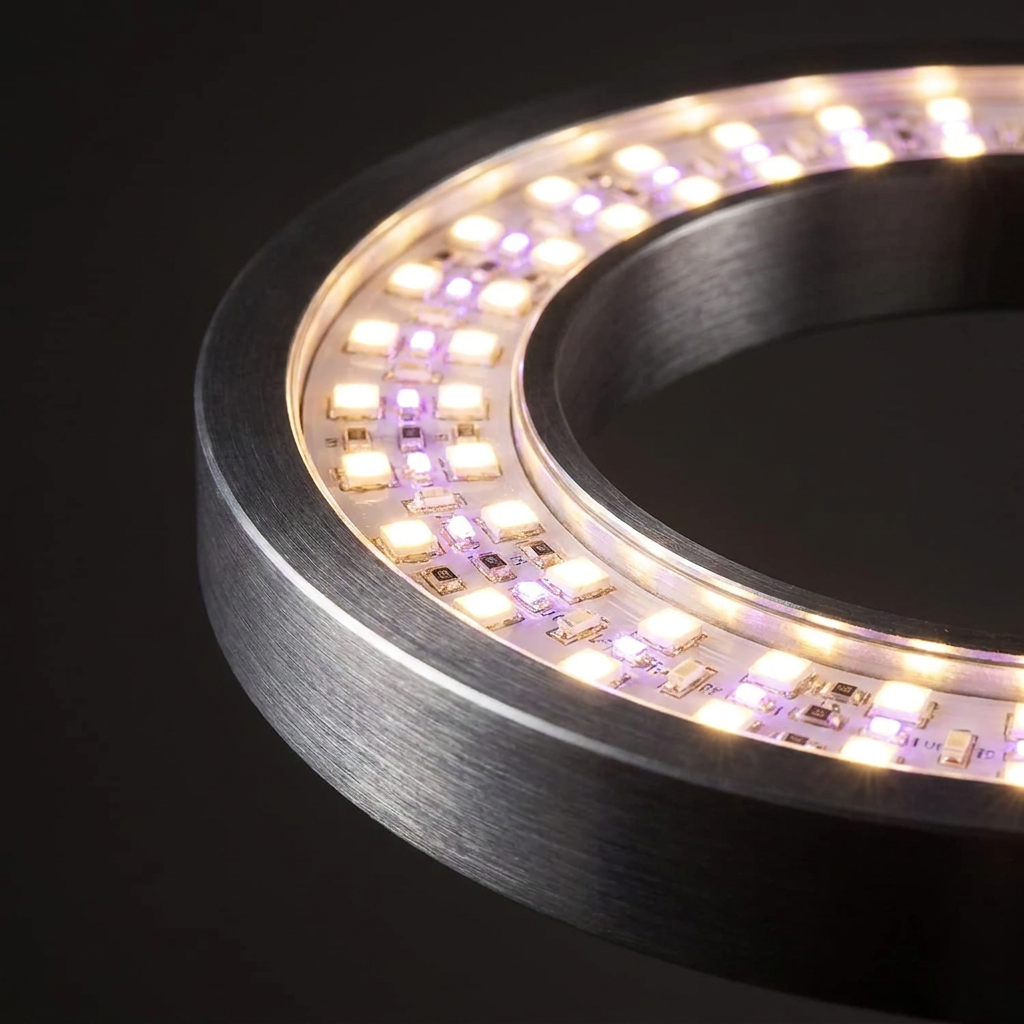 Close-up of full-spectrum LED beads on the grow lamp head