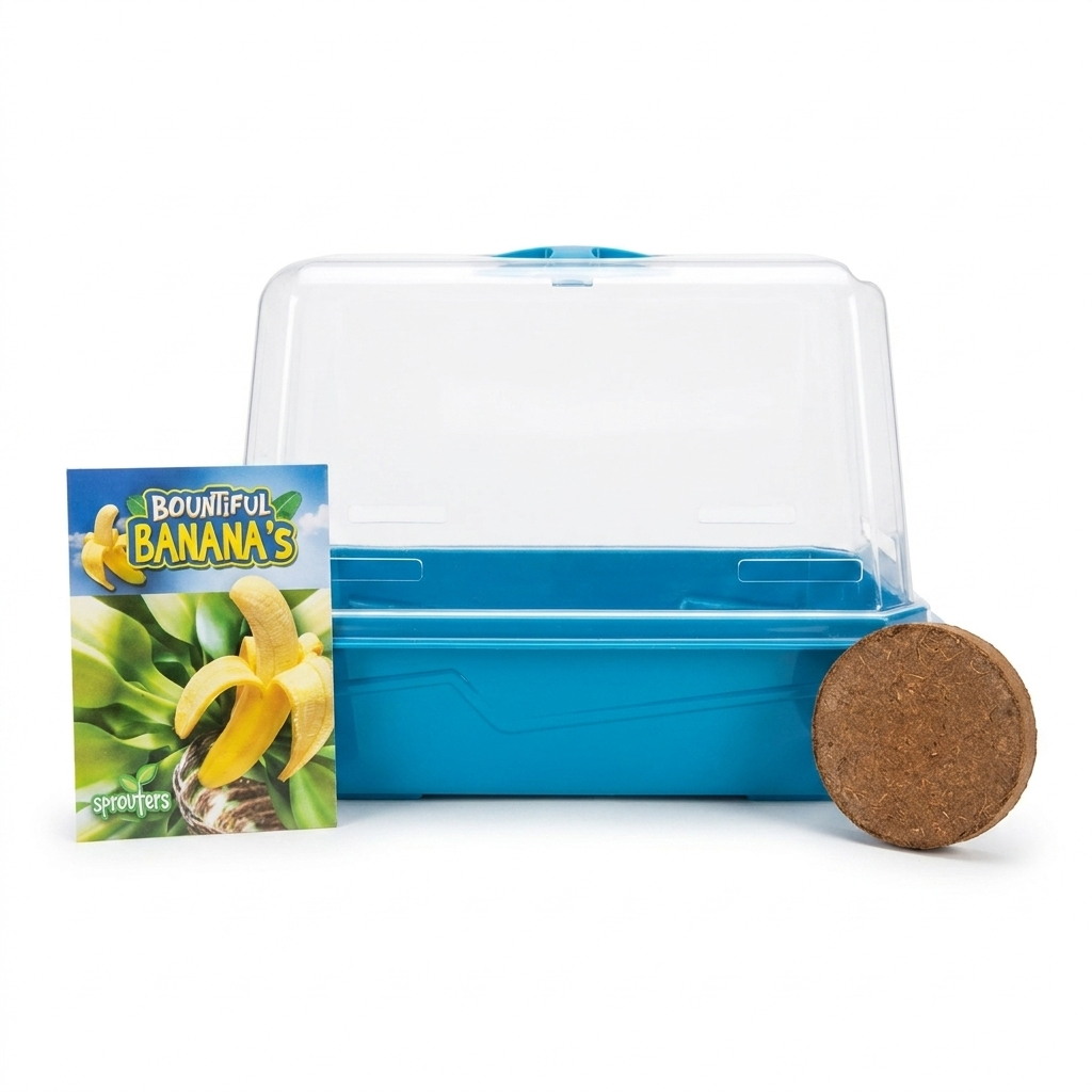 Indoor banana growing kit with sprouter terrarium and seeds
