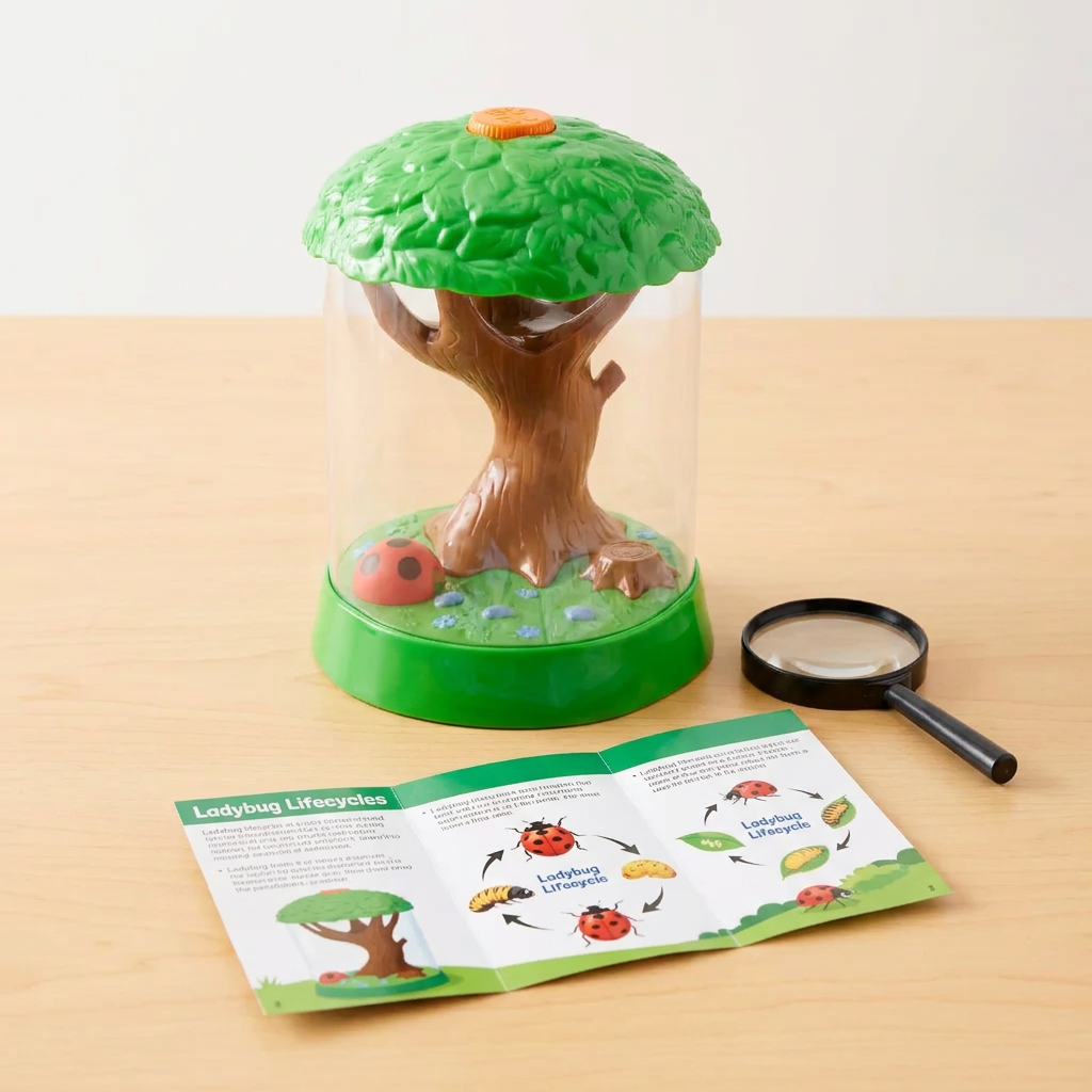 Ladybug habitat with magnifier and instruction card