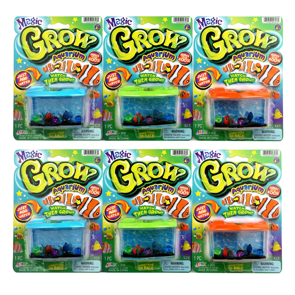Six-pack of magic-grow water sea creature toys in packaging